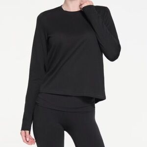 SKIMS Relaxed Tees Long Sleeve T-Shirt in Onyx Size Small